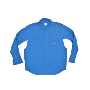 Under Armour Men's Blue Button Down Shirt Size 2XL/2TG Iso-Chill HeatGear